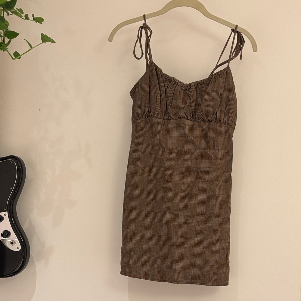 Urban Renewal Brown Mini Dress with Spaghetti Straps